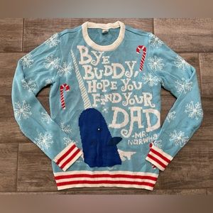 Adult Elf Mr. Narwhal Ugly Christmas Holiday Sweater Size S